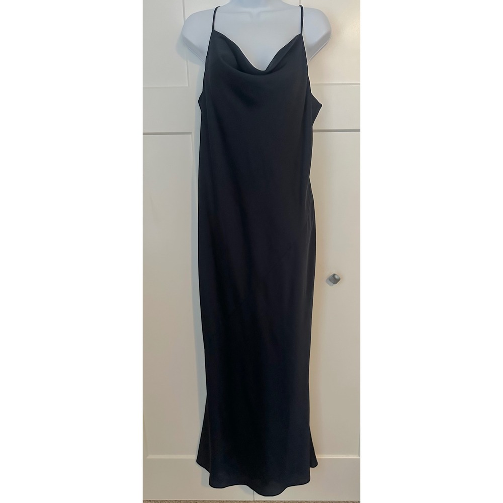 Shona Joy Navy Blue Luxe Cowl Neck Bias Cut Maxi Dress Sz 10 Adjustable Straps